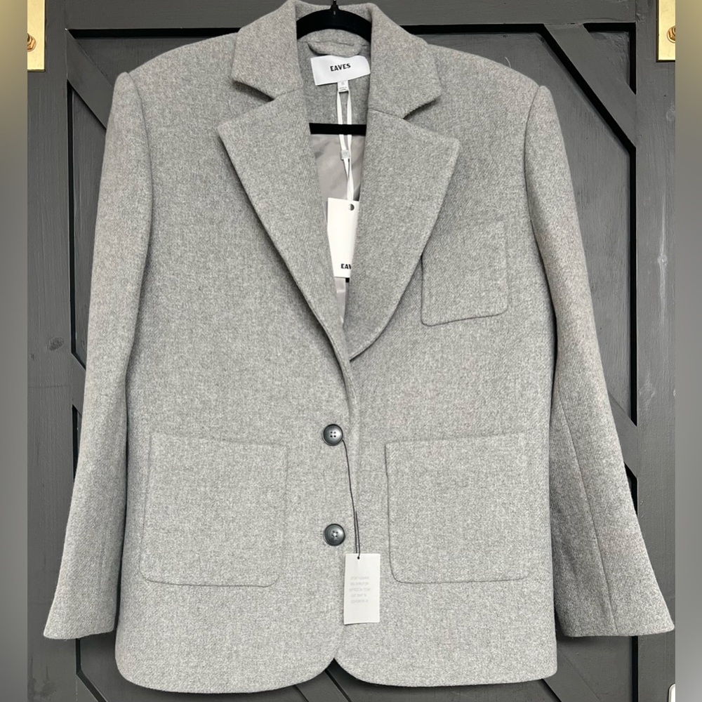NWT EAVES (Revolve) Shai Manteco Wool Blazer in Light Grey, Size Small - Picture 5 of 11
